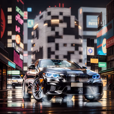 Cyberpunk Night Car Photorealistic QR Code for Posters — image 1