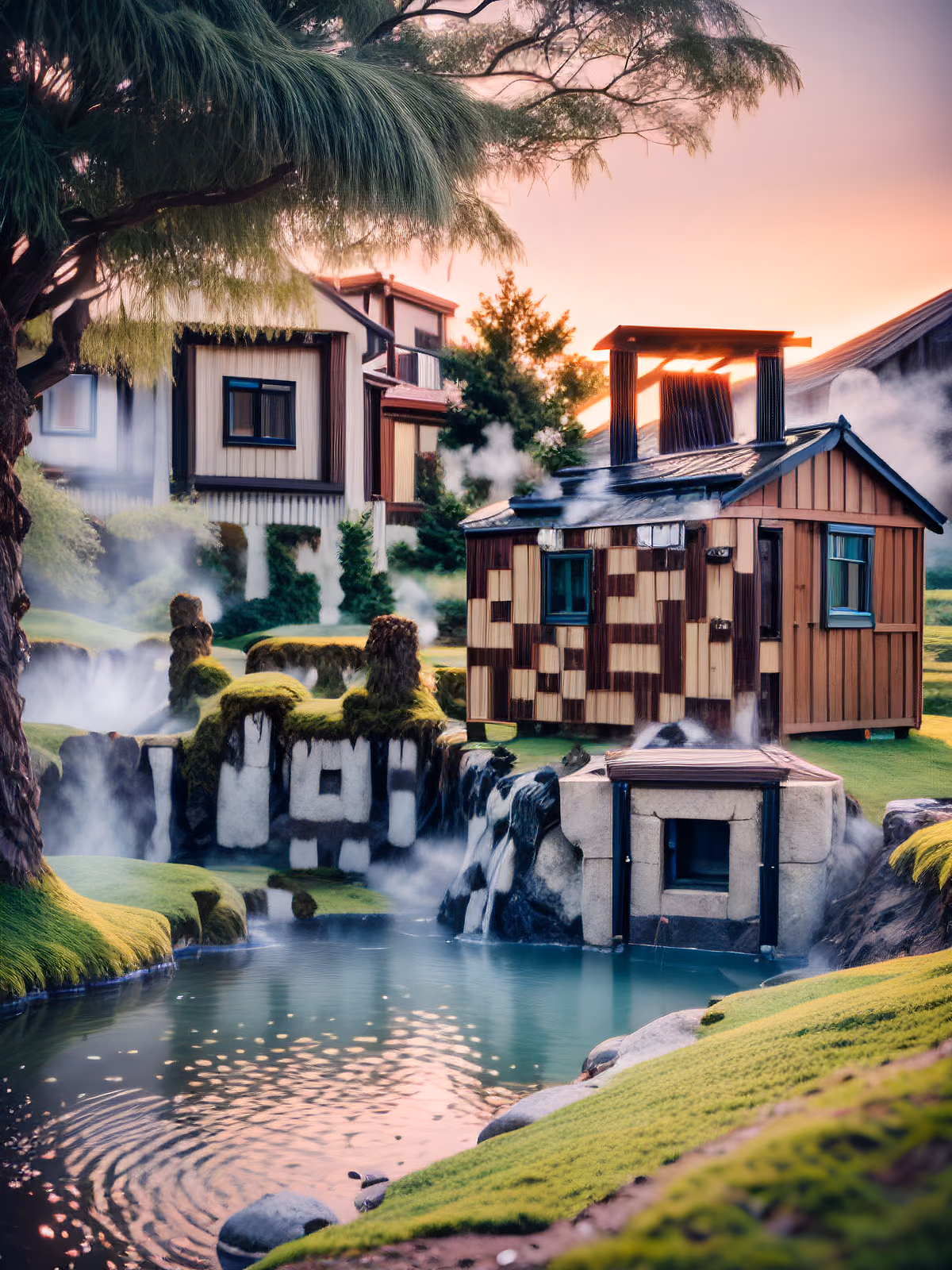 Steaming Hot Spring Landscape Photo QR Code for Posters — image 1