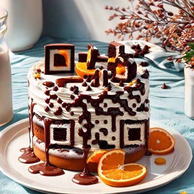 Chocolate Orange Cake Food Photography QR Code for Restaurant Menus