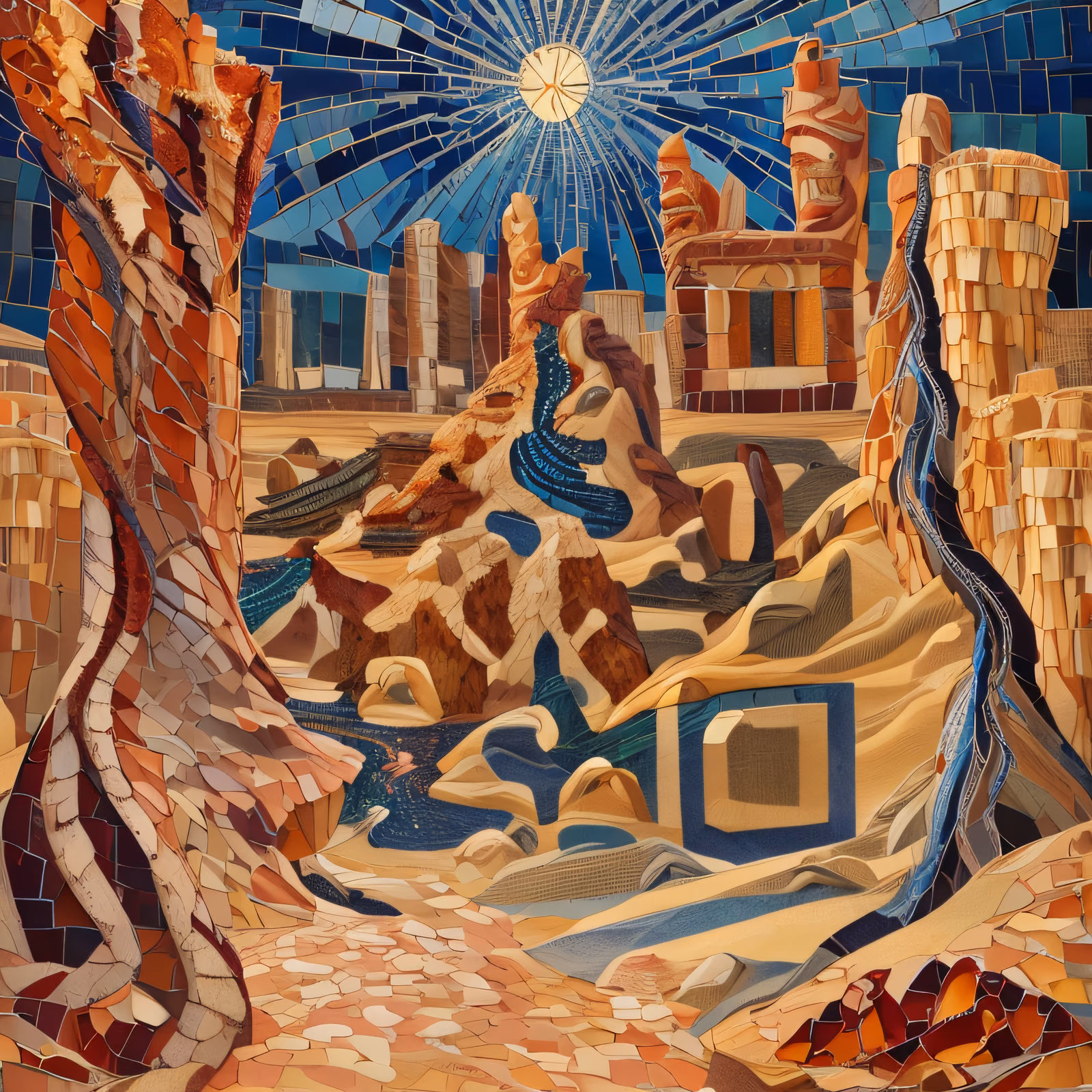 Surreal Desert Dunes Mosaic QR Code Art — image 1