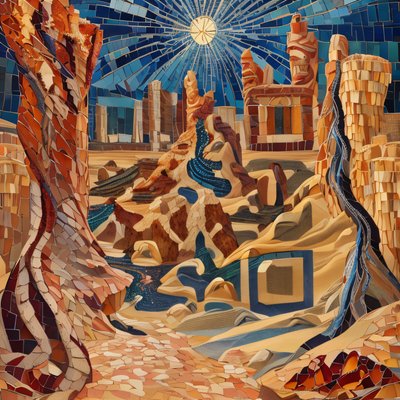 Surreal Desert Dunes Mosaic QR Code Art