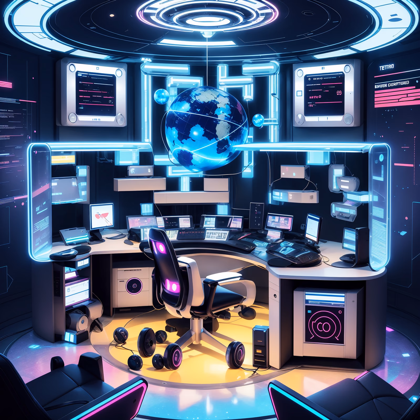 Retrofuturist Command Console Neon QR Code for Posters — image 1