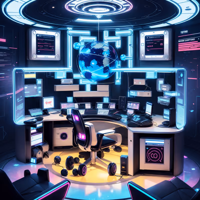 Retrofuturist Command Console Neon QR Code for Posters — image 1