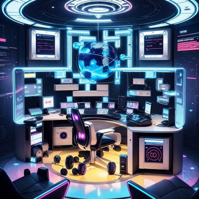 Retrofuturist Command Console Neon QR Code for Posters