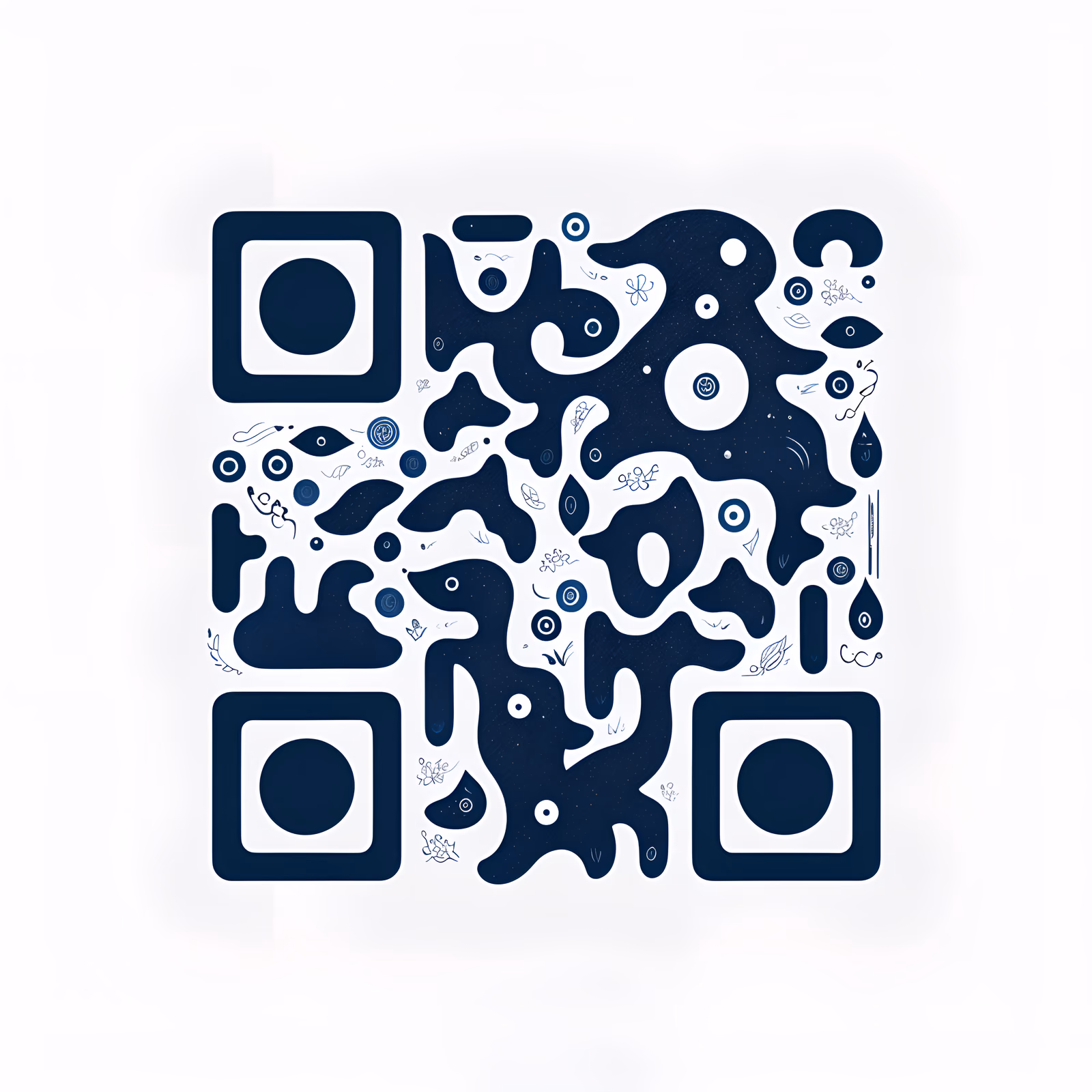 Navy Abstract Fluid Shapes QR Code for Business Cards — image 1