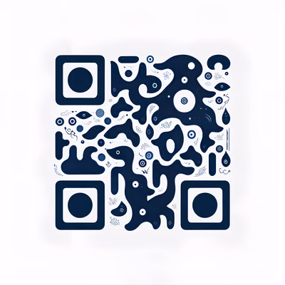 Navy Abstract Fluid Shapes QR Code for Business Cards — image 1