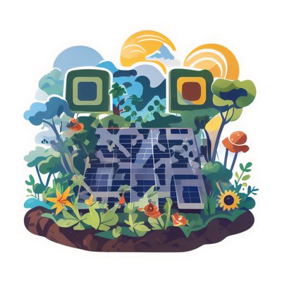 太阳能板花园矢量二维码设计，适用于贴纸
