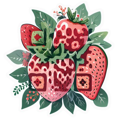 Blushing Strawberry Vector QR Code for Stickers