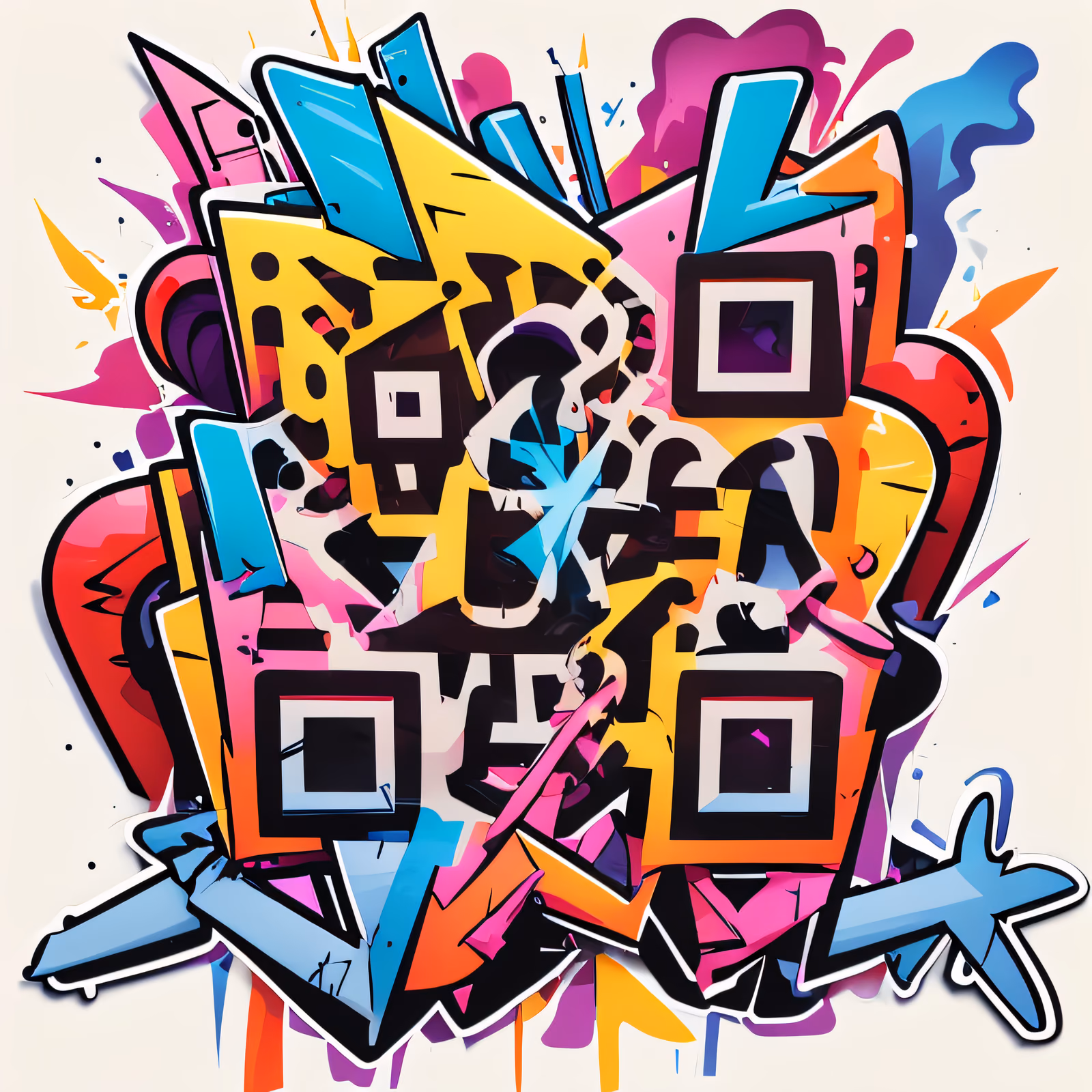 Colorful Graffiti Lettering Sticker QR Code for Stickers — image 1
