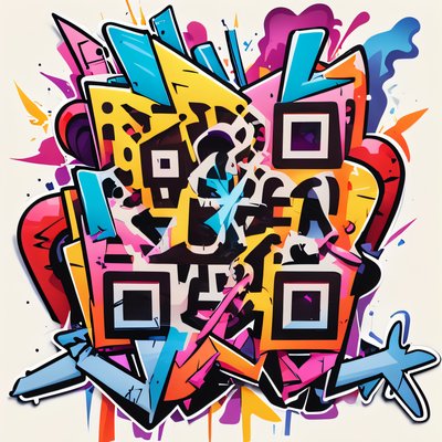 Colorful Graffiti Lettering Sticker QR Code for Stickers