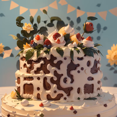 Frosted Berry Cake 3D Render QR Code for Restaurant Menus — image 1