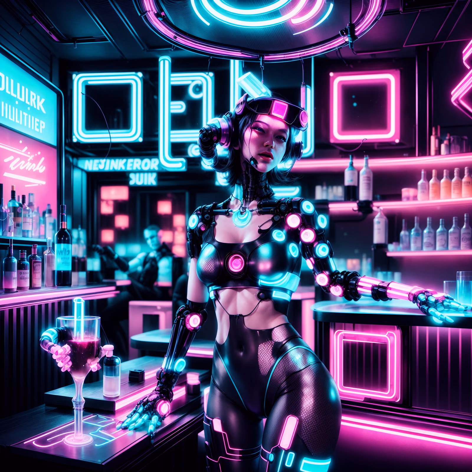 Neon Cyborg Bar Cyberpunk QR Code for Posters — image 1
