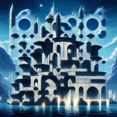 Floating Fantasy City Digital Painting QR Code for Posters — image 1