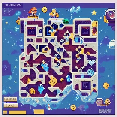 Pixel Game Map Night Sky QR Code for Posters