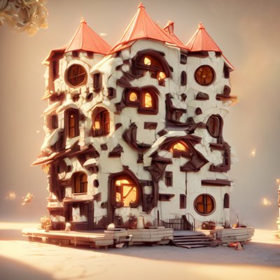 Fairytale House 3D Render QR Code Art