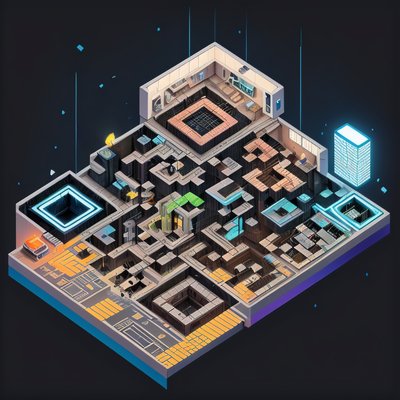Isometric Underground Bunker QR Code Art