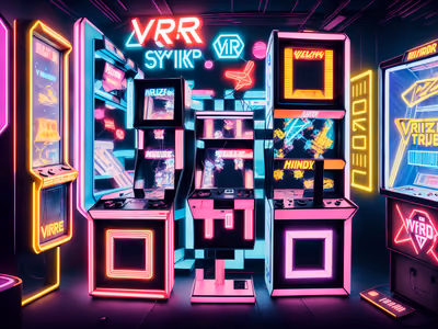 Neon Arcade Cabinets Cyberpunk Electronics QR Code for Posters — image 1