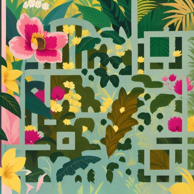 Pink Jungle Flowers Vector QR Code for Posters