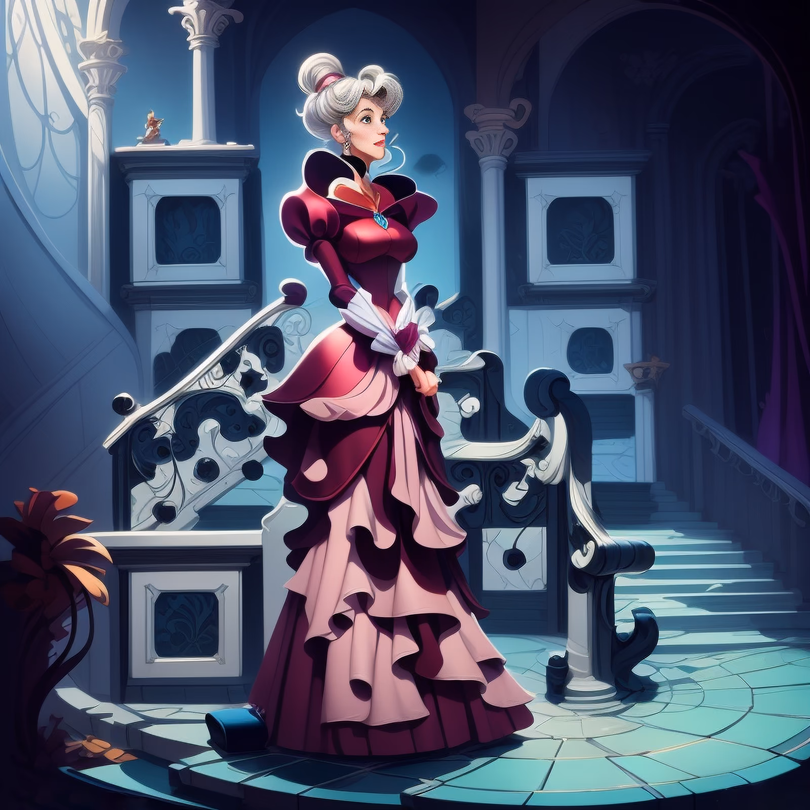 Мачеха на парадной лестнице: мультяшный QR-код для постеров — изображение 1