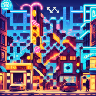Neon City Street Vector QR Code for Posters — image 1