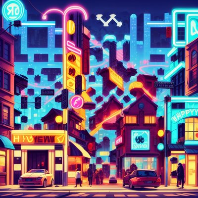 Neon City Street Vector QR Code for Posters