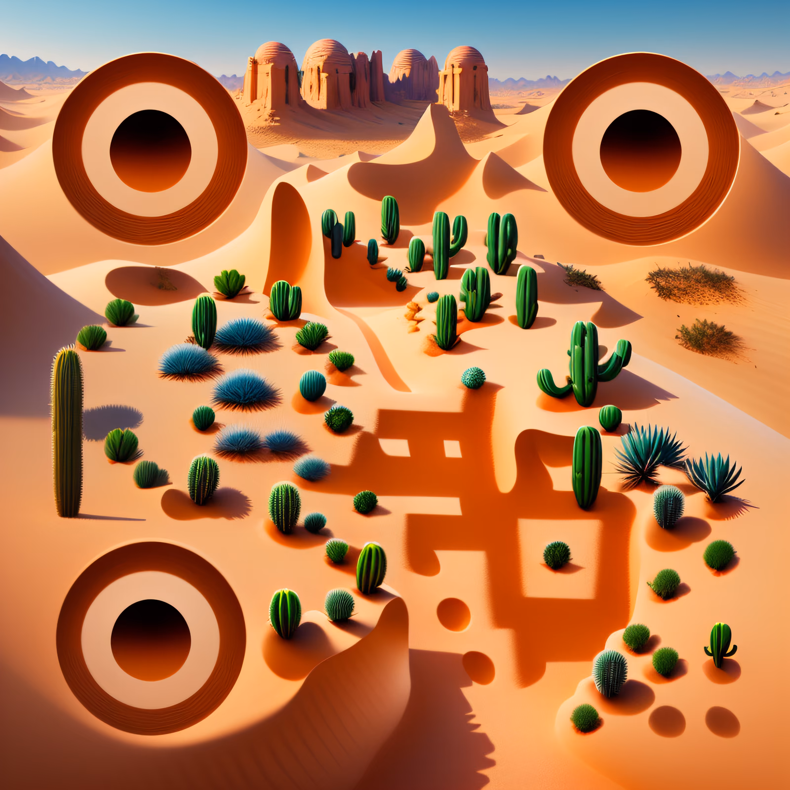 Desert Dunes Cactus Digital Painting QR Code Art — image 1
