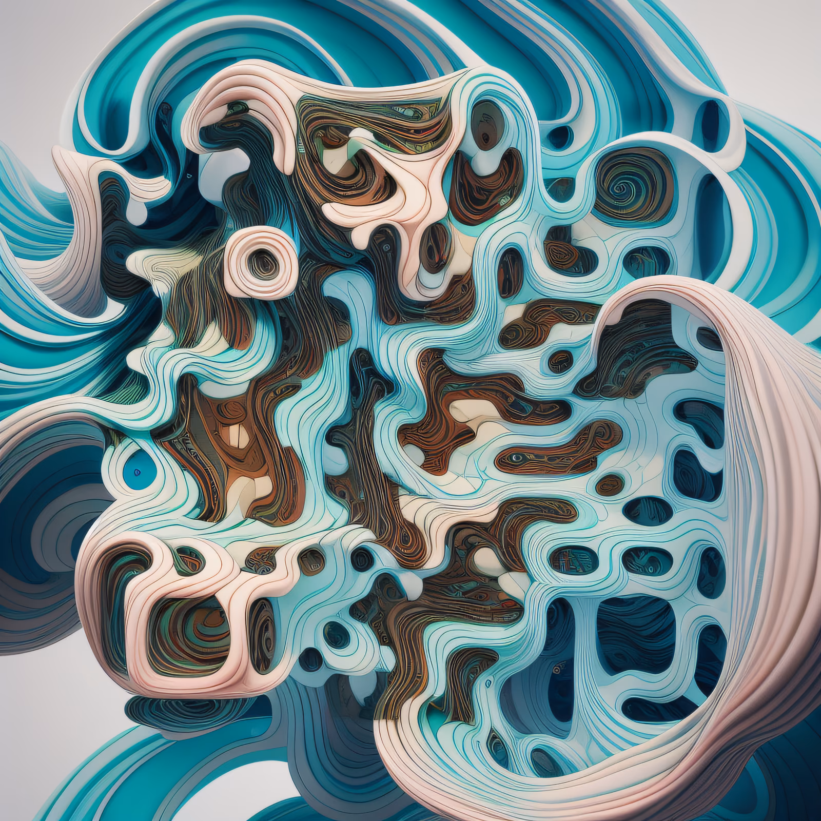 Layered Wavy Teal Abstract QR Code Art — image 1