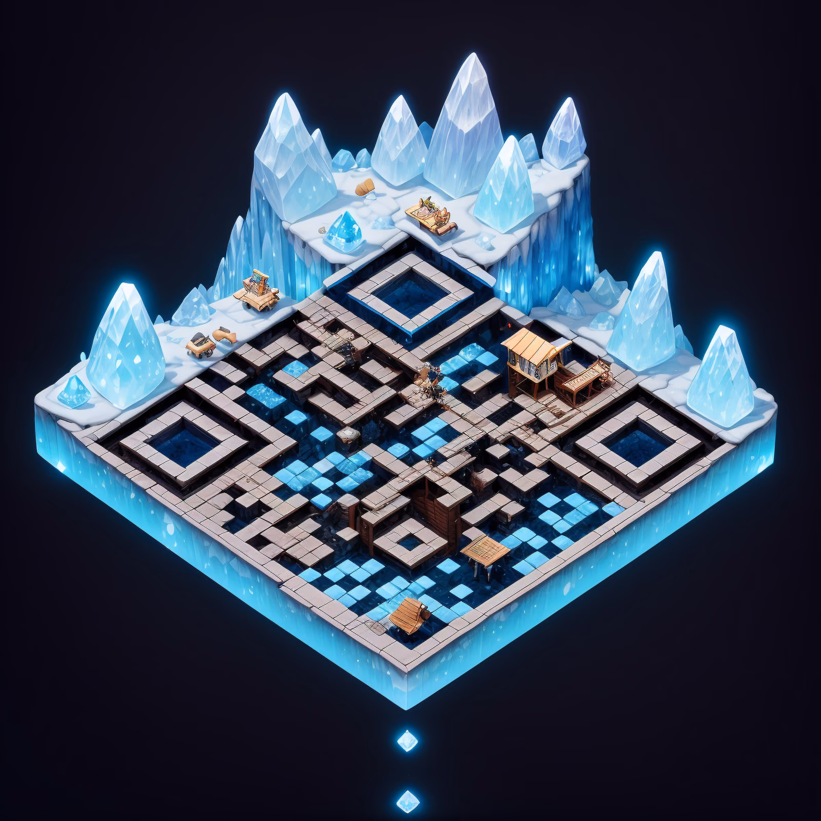 Isometric Crystal Mine Diorama QR Code for Posters — image 1