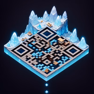 Isometric Crystal Mine Diorama QR Code for Posters — image 1