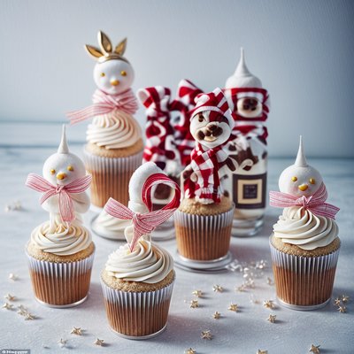 Snowman Cupcakes Food Photography QR Code for Greeting Cards