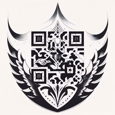 Winged Shield Skull Tattoo QR Code for Temporary Tattoos — image 1