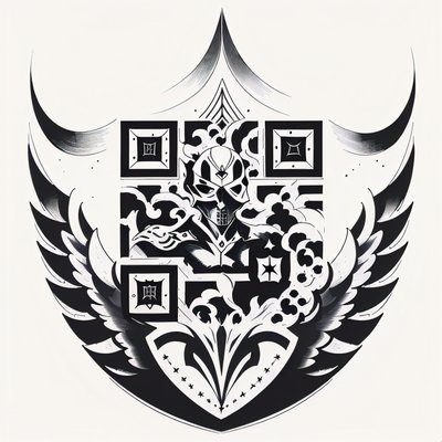Winged Shield Skull Tattoo QR Code for Temporary Tattoos