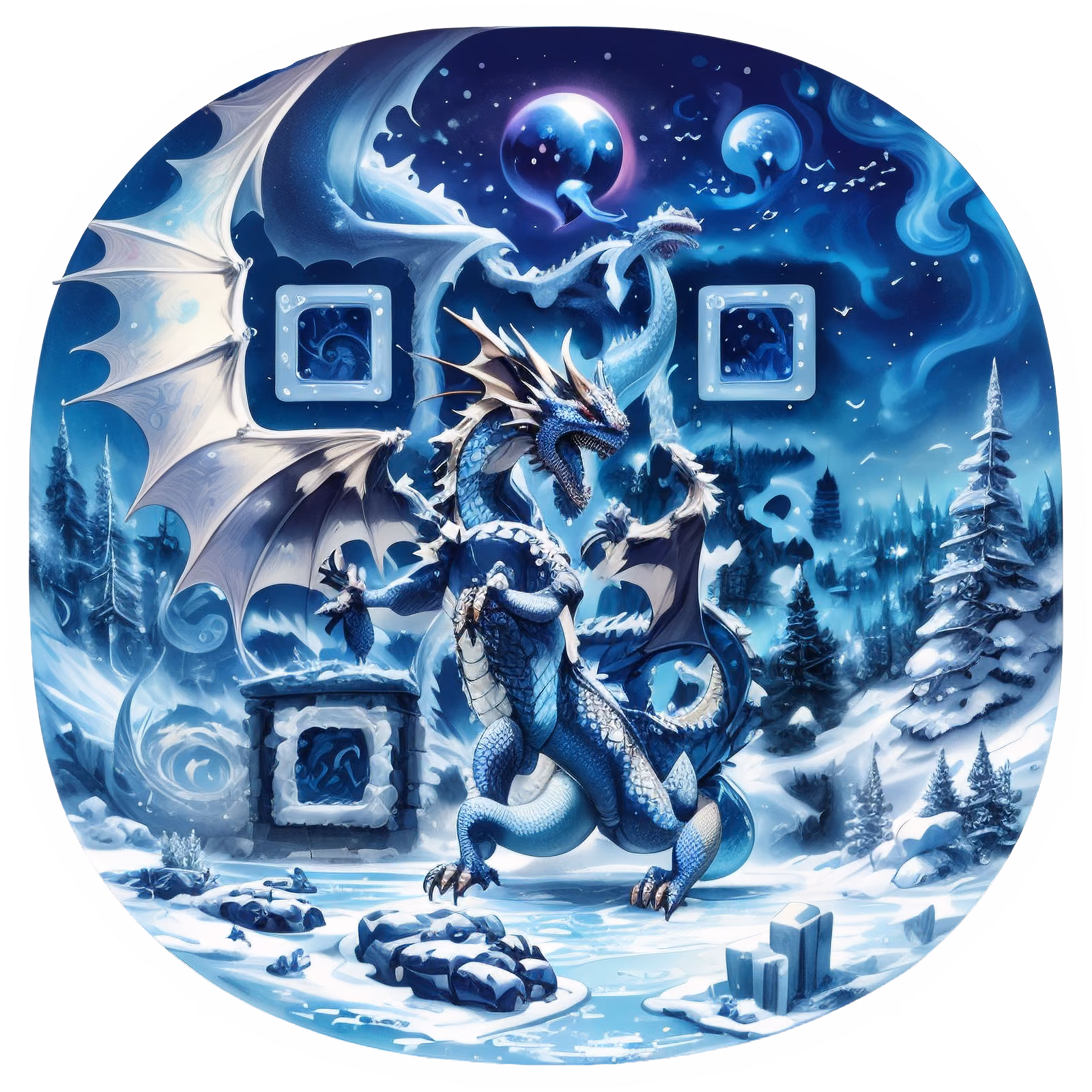 Ice Dragon Snowy Fantasy QR Code for Stickers — image 1
