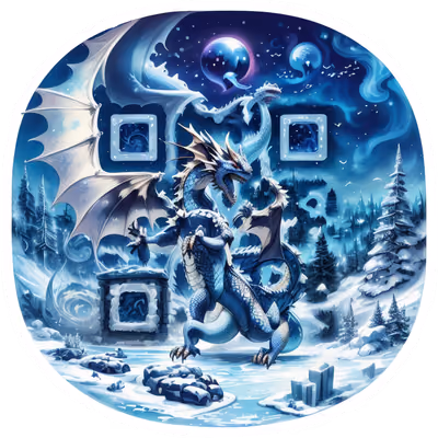 Ice Dragon Snowy Fantasy QR Code for Stickers — image 1