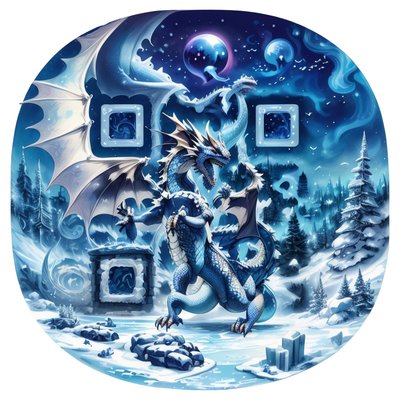 Ice Dragon Snowy Fantasy QR Code for Stickers