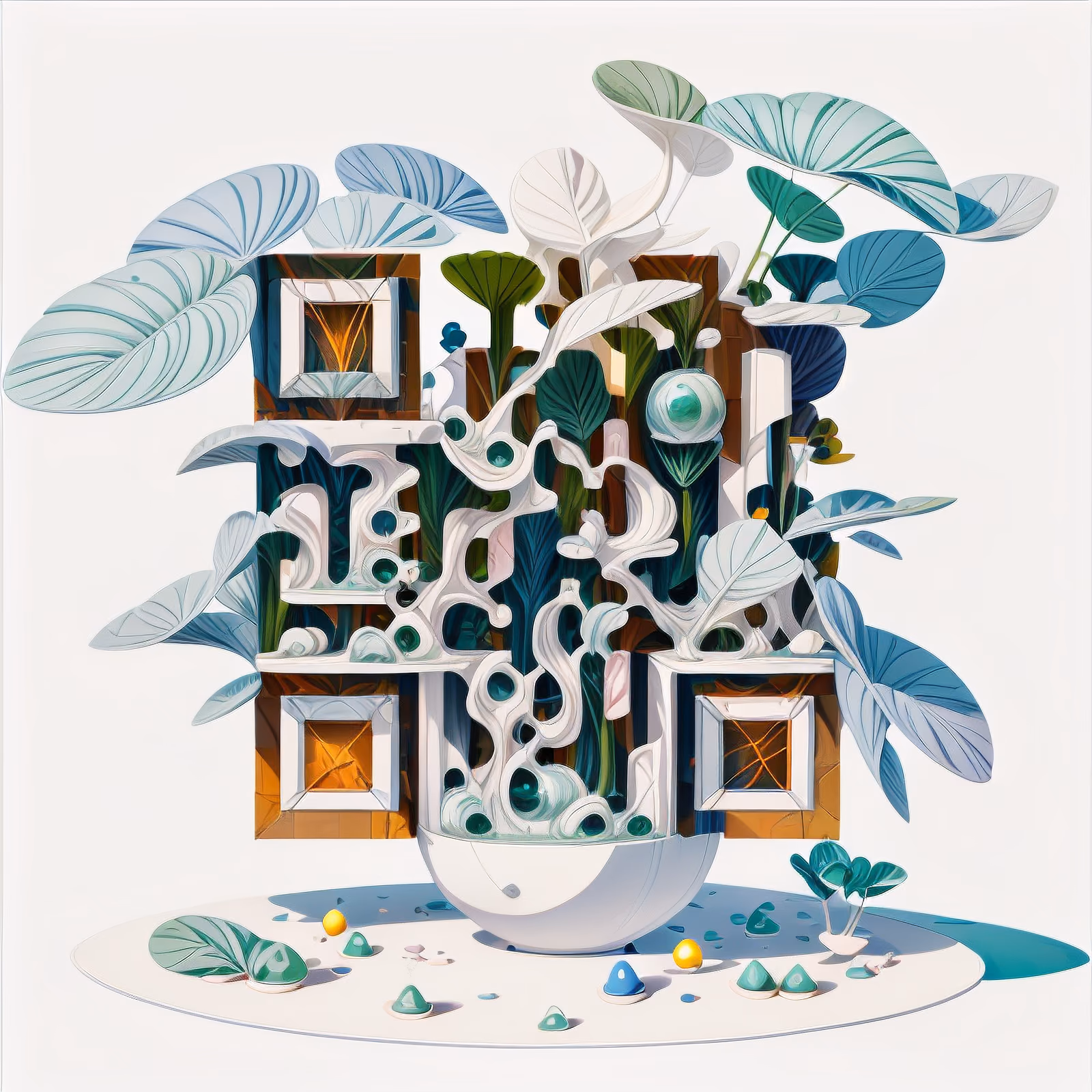 Листья в горшке: мультяшный 3D QR-код — изображение 1