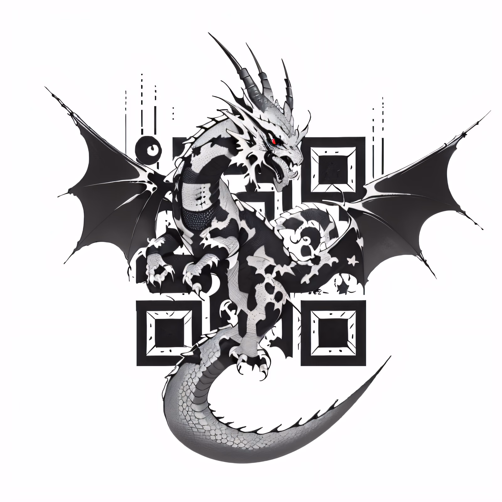 Winged Dragon Ink Tattoo Monster QR Code for Temporary Tattoos — image 1
