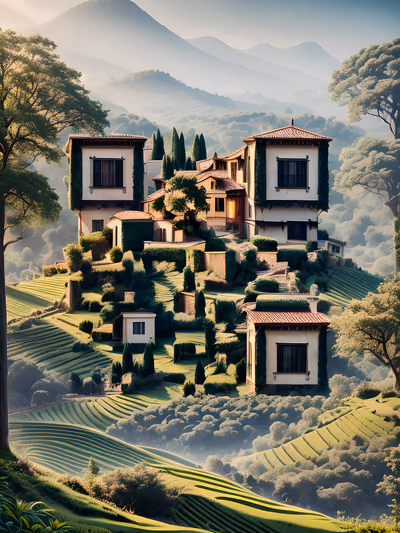 Hillside Villas Landscape Photo QR Code Art — image 1