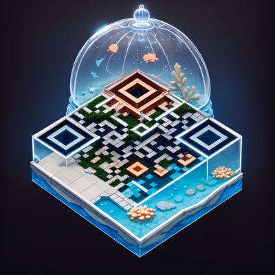 Underwater Dome Isometric Diorama QR Code for Posters — image 1