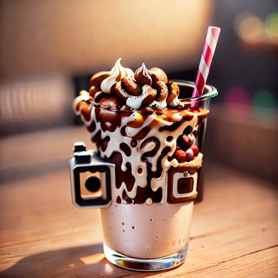 Chocolate Milkshake Photoreal QR Code for Restaurant Menus