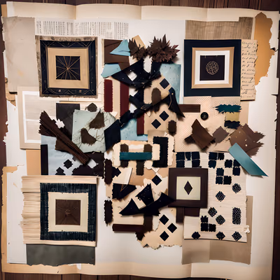 Antique Textile Paper Collage QR Code Art — image 1