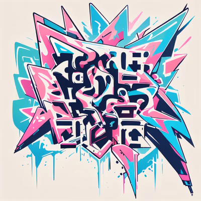 Pink Cyan Graffiti Lettering Vector Illustration QR Code for Apparel — image 1