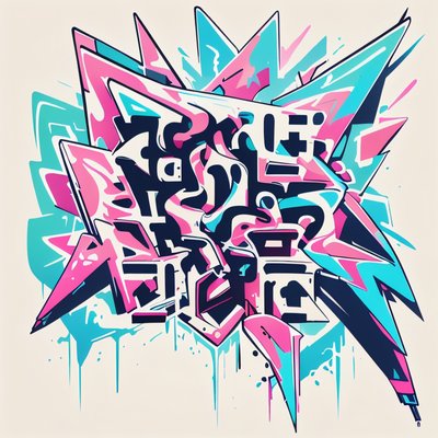 Pink Cyan Graffiti Lettering Vector Illustration QR Code for Apparel