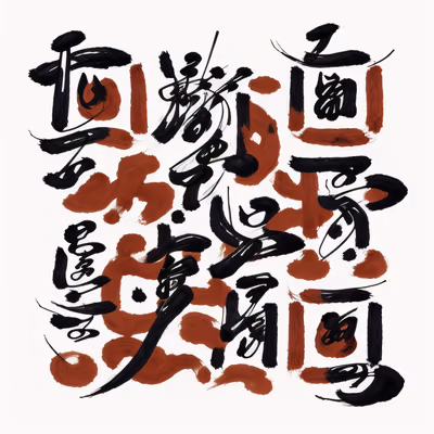Deconstructed Kanji Ink Calligraphy QR Code Art — image 1