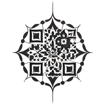 Geometric Flower Mandala Tattoo Flowers QR Code for Temporary Tattoos