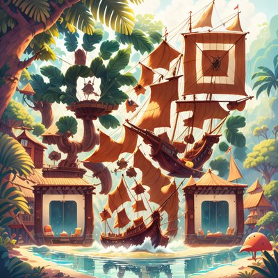Pirate Ships Jungle Lagoon QR Code for Posters