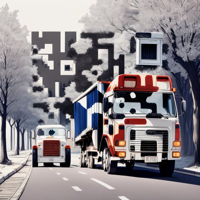 Delivery Truck Street Vector QR Code for Flyers