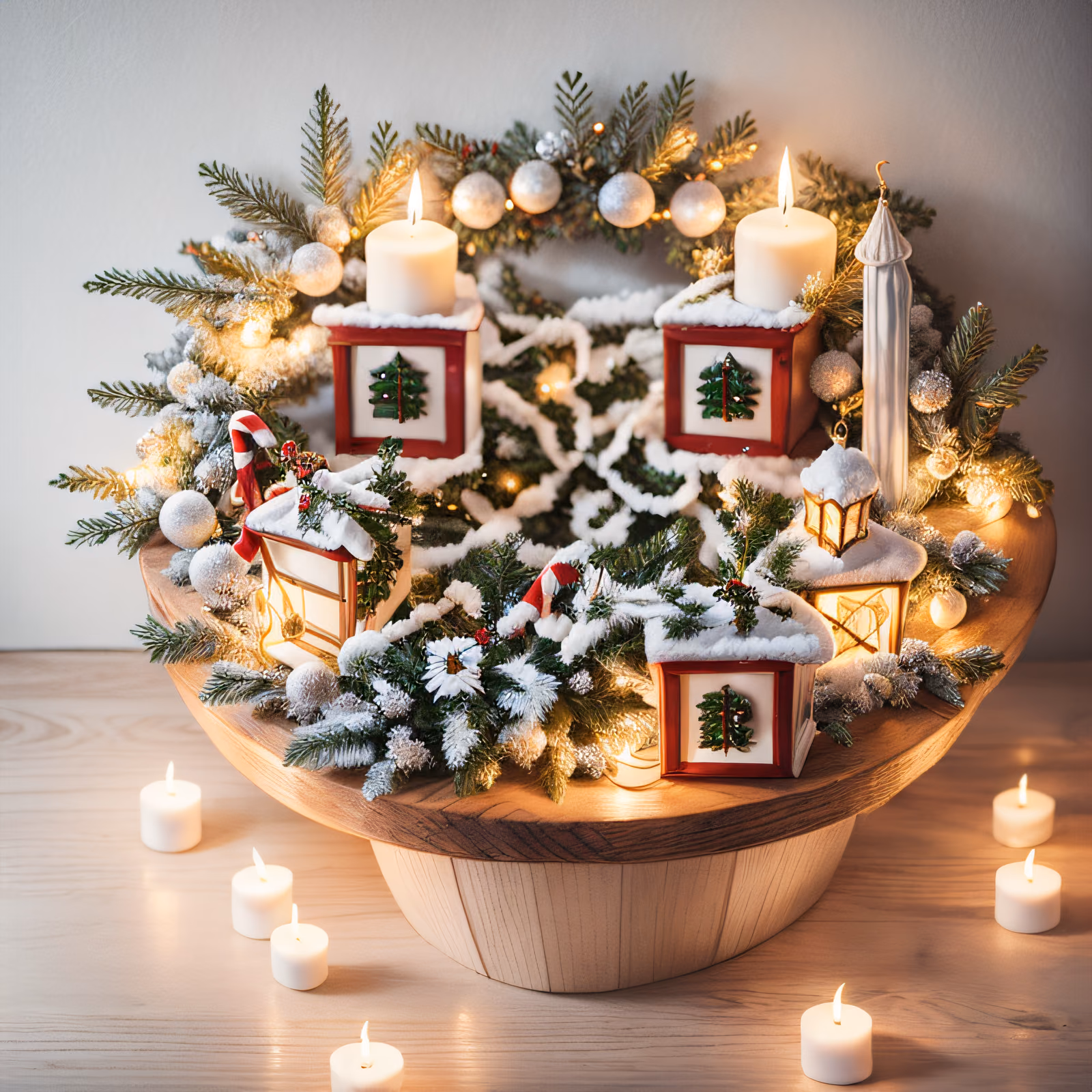 Christmas Candle Wreath Centerpiece Photo QR Code for Greeting Cards — image 1