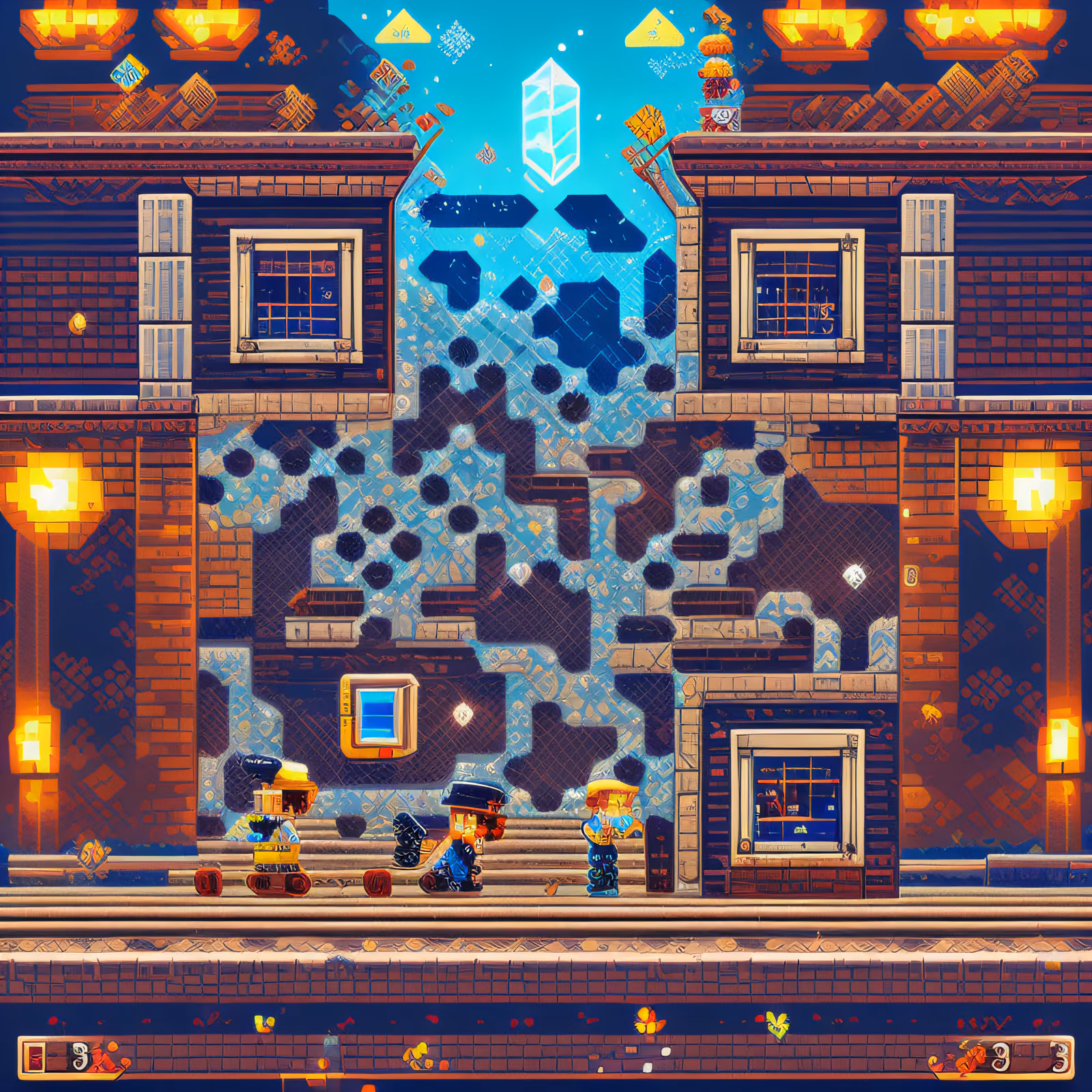 Pixel Mine Brick Buildings Game QR Code for Posters — image 1