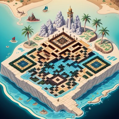 Isometric Pirate Island Map QR Code Art